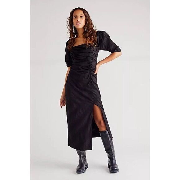 NWT FREE PEOPLE LOOKING STUNNING MIDI DRESS IN BLACK - Picture 1 of 3